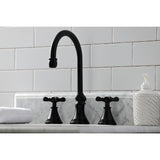 Essex Two-Handle 3-Hole Deck Mount Widespread Bathroom Faucet with Brass Pop-Up Drain