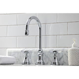 Essex Two-Handle 3-Hole Deck Mount Widespread Bathroom Faucet with Brass Pop-Up Drain