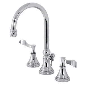 Century Two-Handle 3-Hole Deck Mount Widespread Bathroom Faucet with Brass Pop-Up
