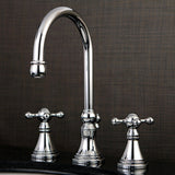 Governor Two-Handle 3-Hole Deck Mount Widespread Bathroom Faucet with Brass Pop-Up Drain