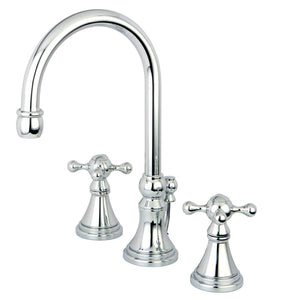 Governor Two-Handle 3-Hole Deck Mount Widespread Bathroom Faucet with Brass Pop-Up Drain