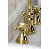 Governor Two-Handle 3-Hole Deck Mount Widespread Bathroom Faucet with Brass Pop-Up