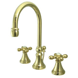 Governor Two-Handle 3-Hole Deck Mount Widespread Bathroom Faucet with Brass Pop-Up