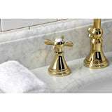 Essex Two-Handle 3-Hole Deck Mount Widespread Bathroom Faucet with Brass Pop-Up Drain