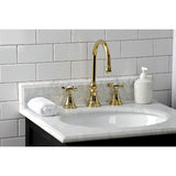 Essex Two-Handle 3-Hole Deck Mount Widespread Bathroom Faucet with Brass Pop-Up Drain