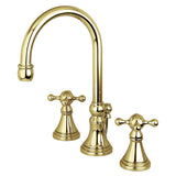 Governor Two-Handle 3-Hole Deck Mount Widespread Bathroom Faucet with Brass Pop-Up Drain