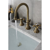 Governor Two-Handle 3-Hole Deck Mount Widespread Bathroom Faucet with Brass Pop-Up