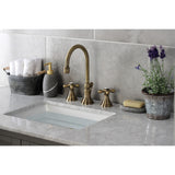 Governor Two-Handle 3-Hole Deck Mount Widespread Bathroom Faucet with Brass Pop-Up