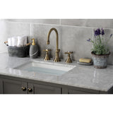 Essex Two-Handle 3-Hole Deck Mount Widespread Bathroom Faucet with Brass Pop-Up Drain