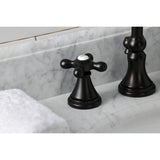 Governor Two-Handle 3-Hole Deck Mount Widespread Bathroom Faucet with Brass Pop-Up