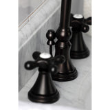 Governor Two-Handle 3-Hole Deck Mount Widespread Bathroom Faucet with Brass Pop-Up