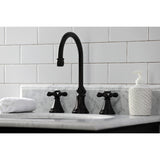 Governor Two-Handle 3-Hole Deck Mount Widespread Bathroom Faucet with Brass Pop-Up