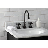 Governor Two-Handle 3-Hole Deck Mount Widespread Bathroom Faucet with Brass Pop-Up