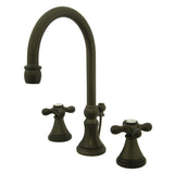 Governor Two-Handle 3-Hole Deck Mount Widespread Bathroom Faucet with Brass Pop-Up