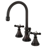Essex Two-Handle 3-Hole Deck Mount Widespread Bathroom Faucet with Brass Pop-Up Drain