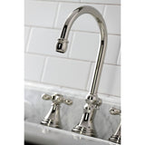 Governor Two-Handle 3-Hole Deck Mount Widespread Bathroom Faucet with Brass Pop-Up