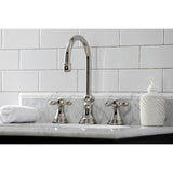 Governor Two-Handle 3-Hole Deck Mount Widespread Bathroom Faucet with Brass Pop-Up