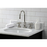 Governor Two-Handle 3-Hole Deck Mount Widespread Bathroom Faucet with Brass Pop-Up