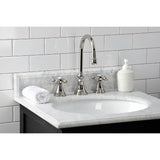 Governor Two-Handle 3-Hole Deck Mount Widespread Bathroom Faucet with Brass Pop-Up