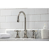 Essex Two-Handle 3-Hole Deck Mount Widespread Bathroom Faucet with Brass Pop-Up Drain