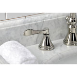 NuFrench Two-Handle 3-Hole Deck Mount Widespread Bathroom Faucet with Brass Pop-Up