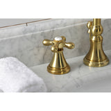 Governor Two-Handle 3-Hole Deck Mount Widespread Bathroom Faucet with Brass Pop-Up