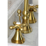 Governor Two-Handle 3-Hole Deck Mount Widespread Bathroom Faucet with Brass Pop-Up