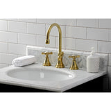 Essex Two-Handle 3-Hole Deck Mount Widespread Bathroom Faucet with Brass Pop-Up Drain