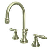 Governor Two-Handle 3-Hole Deck Mount Widespread Bathroom Faucet with Brass Pop-Up