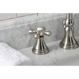 Governor Two-Handle 3-Hole Deck Mount Widespread Bathroom Faucet with Brass Pop-Up