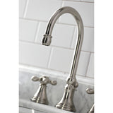 Governor Two-Handle 3-Hole Deck Mount Widespread Bathroom Faucet with Brass Pop-Up