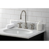 Governor Two-Handle 3-Hole Deck Mount Widespread Bathroom Faucet with Brass Pop-Up
