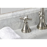 Essex Two-Handle 3-Hole Deck Mount Widespread Bathroom Faucet with Brass Pop-Up Drain