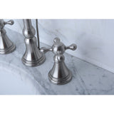 Governor Two-Handle 3-Hole Deck Mount Widespread Bathroom Faucet with Brass Pop-Up Drain