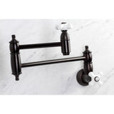 Restoration Two-Handle 1-Hole Wall Mount Pot Filler Faucet