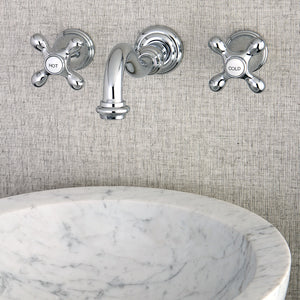 Vintage Double-Handle 3-Hole Wall Mount Bathroom Faucet