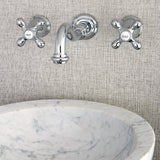 Vintage Double-Handle 3-Hole Wall Mount Bathroom Faucet
