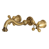 Vintage Double-Handle 3-Hole Wall Mount Bathroom Faucet