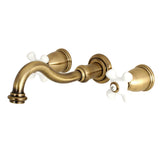 Vintage Double-Handle 3-Hole Wall Mount Bathroom Faucet