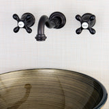 Vintage Double-Handle 3-Hole Wall Mount Bathroom Faucet
