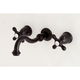 Vintage Double-Handle 3-Hole Wall Mount Bathroom Faucet