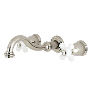 Vintage Double-Handle 3-Hole Wall Mount Bathroom Faucet