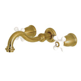 Vintage Double-Handle 3-Hole Wall Mount Bathroom Faucet