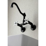 Vintage Double-Handle 2-Hole Wall-Mount Bridge Kitchen Faucet