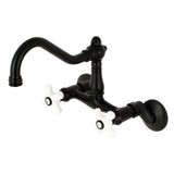 Vintage Double-Handle 2-Hole Wall-Mount Bridge Kitchen Faucet