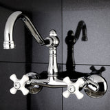 Vintage Double-Handle 2-Hole Wall-Mount Bridge Kitchen Faucet