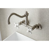 Vintage Double-Handle 2-Hole Wall-Mount Bridge Kitchen Faucet
