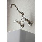 Vintage Double-Handle 2-Hole Wall-Mount Bridge Kitchen Faucet