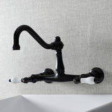 Vintage Two-Handle 2-Hole Wall Mount Bathroom Faucet