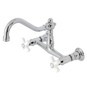 Vintage Two-Handle 2-Hole Wall Mount Bathroom Faucet